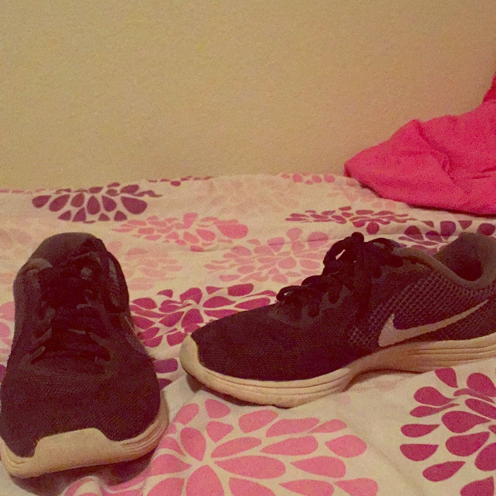 Black and white Nike running shoes